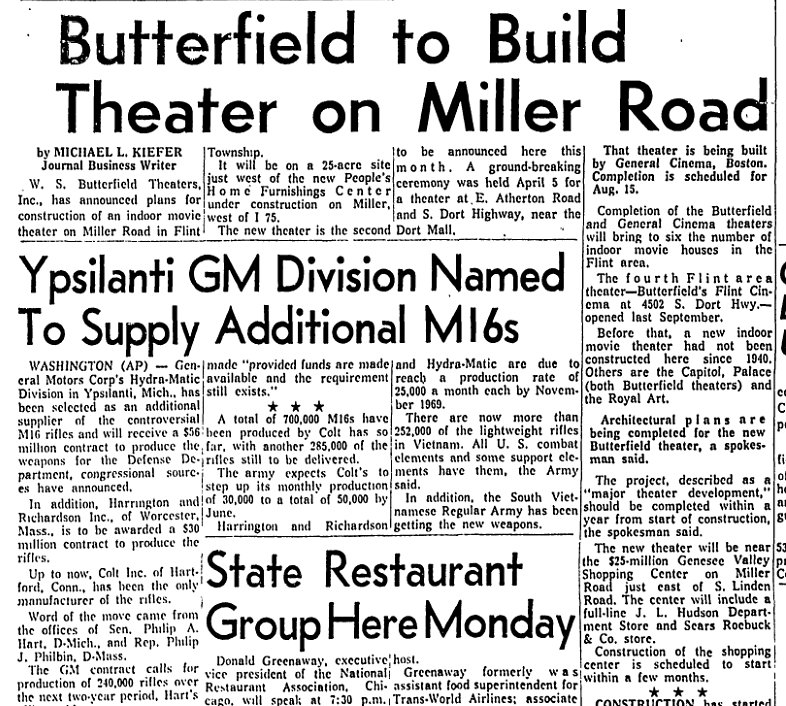 Genesee Valley Cinemas - 1968 ARTICLE ON PLANNED THEATER